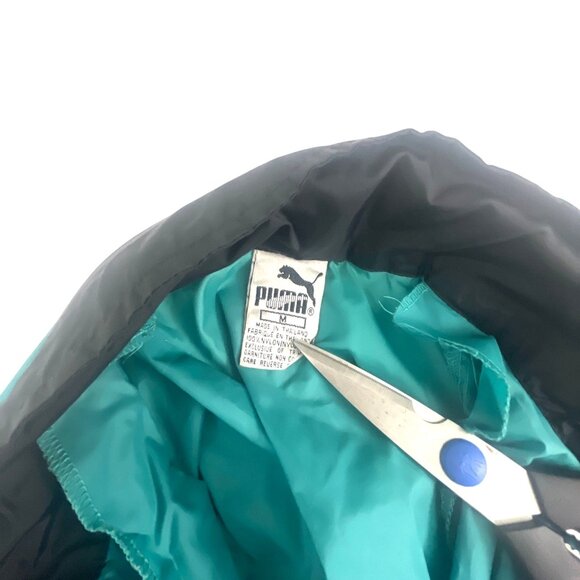 Puma Men's Vintage 80s Windbreaker Jacket Teal Black Nylon Full Zip M Outdoor - Picture 3 of 6